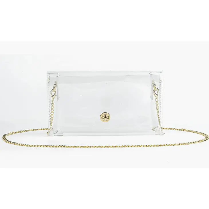 Clear Crossbody Purse with Gold Adjustable Chain